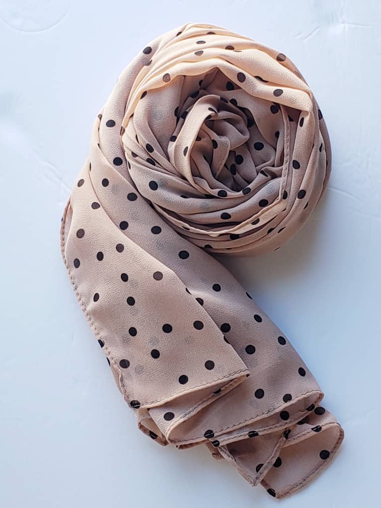 Long Polka-dot silk chiffon scarf Schawl