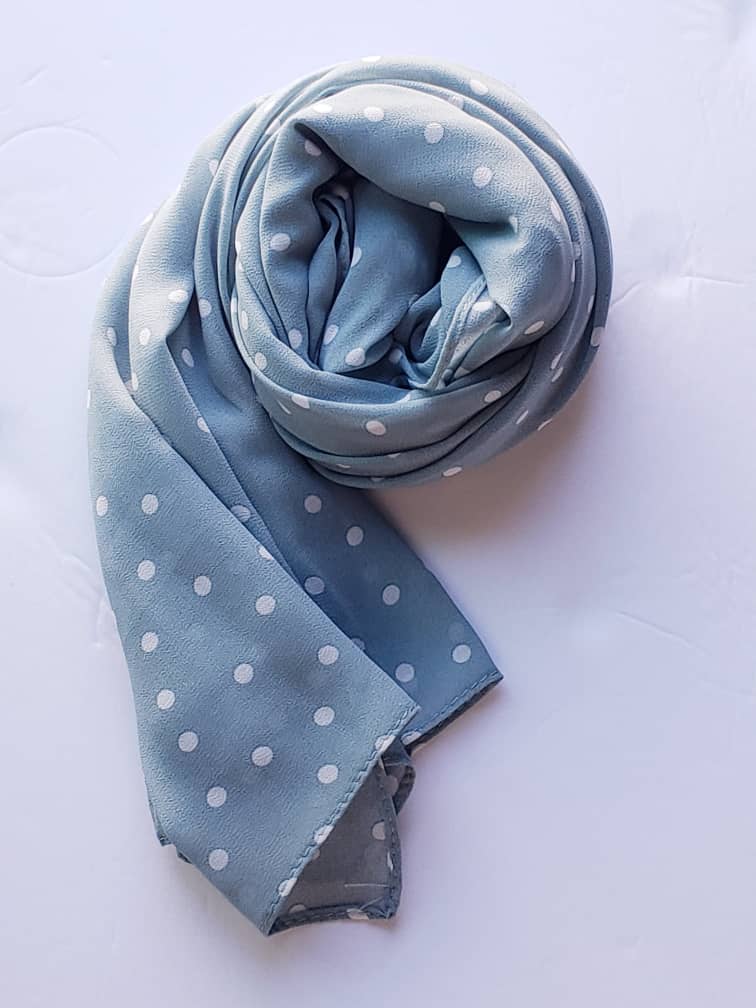 Long Polka-dot silk chiffon scarf Schawl