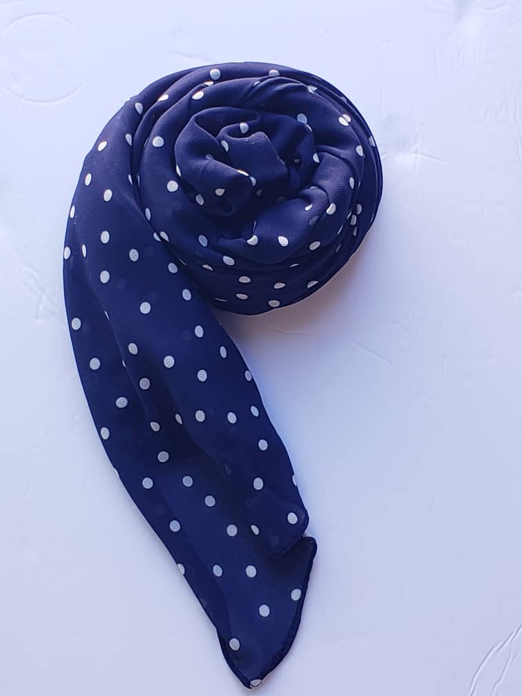 Long Polka-dot silk chiffon scarf Schawl