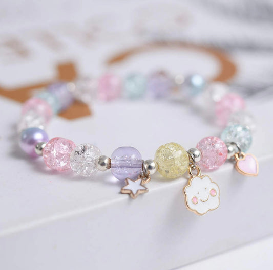 Colorful stretchy Happy Cloud beaded Girl bracelet